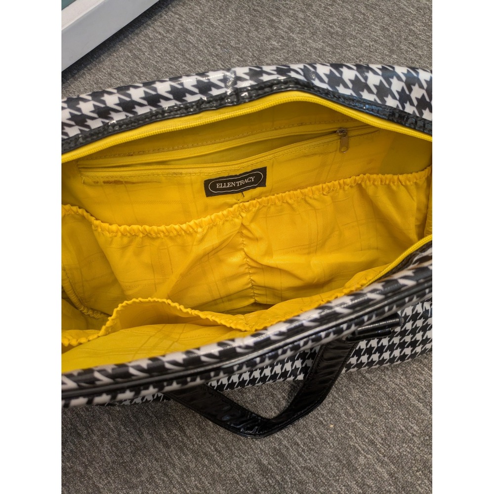 Ellen Tracy Houndstooth Travel Weekender Bag Black and White 20x14 - Picture 5 of 10
